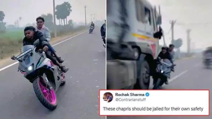 जान जाये तो जाए लेकिन छपरीगिरि न जाए, स्टंट के चक्कर में बाल बाल बचे युवक