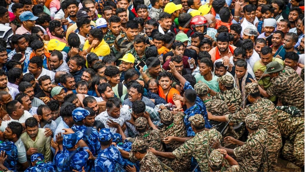 security personnel manage the crowd during the annual rath yatra festival at the jagannath temple in puri odisha