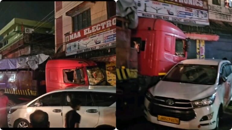 Jamshedpur: मानगो डिमना रोड में मची अफरा-तफरी, फ्लाईओवर पिलर लदा ट्रेलर जा घुसा दुकान में, बड़ा हादसा टला…