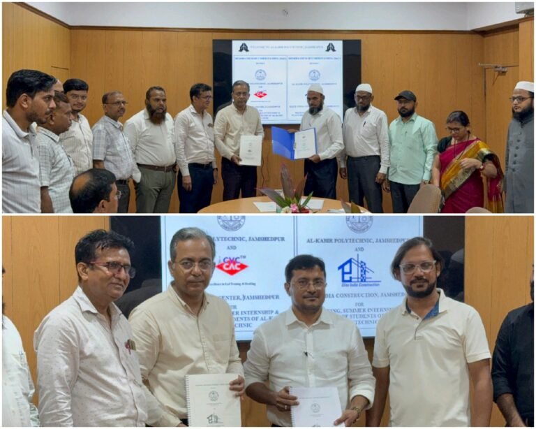 JAMSHEDPUR: Al-Kabir  कॉलेज ने डिप्लोमा के छात्रों के स्किल डेवलेपमेंट एंड बेटरमेंट के लिए कंपनियों के साथ किया MoU साइन…