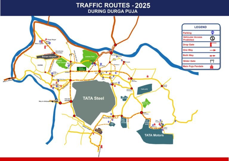 जमशेदपुर में दुर्गा पूजा को लेकर ट्रैफिक योजना तैयार, कई सड़के हुई वन-वे, 28 पार्किंग स्थल चिह्नित…